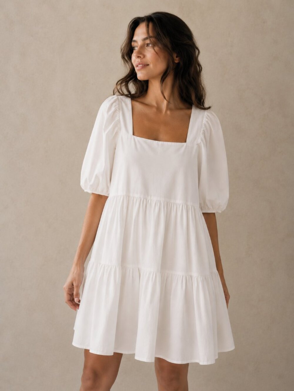 EN SAISON White Puff Sleeve Tiered Mini Dress Fairy Cottagecore Bridal Romantic